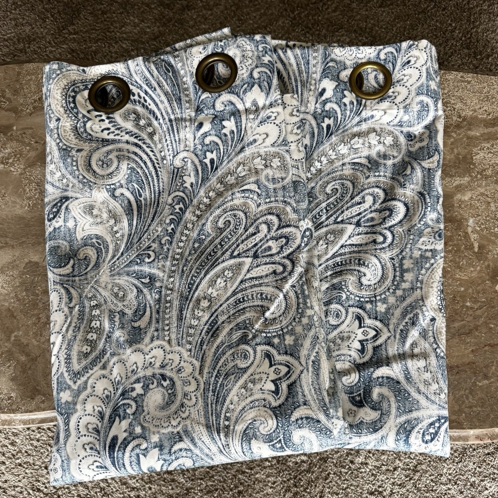 PIER ONE 1 Seasons Paisley Indigo Lined Curtain Panels Drapes 50" x 84" Pair (2)